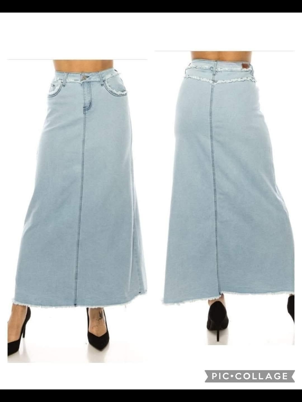 Light Wash Denim Maxi Skirt - Unbranded